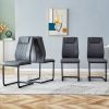 Modern dining chair with faux leather cushioned seats - dining chair with metal legs, suitable for kitchen, living room, bedroom, dining room side cha