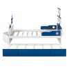 3-Pieces Bedroom Sets,Twin Size Boat-Shaped Platform Bed with Trundle and Two Nightstands,White+Blue
