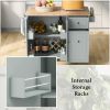Kitchen Island with Drop Leaf, 53.9" Width Rolling Kitchen Cart on Wheels with Internal Storage Rack and 3 Tier Pull Out Cabinet Organizer, Kitchen St