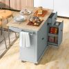 Kitchen Island with Drop Leaf, 53.9" Width Rolling Kitchen Cart on Wheels with Internal Storage Rack and 3 Tier Pull Out Cabinet Organizer, Kitchen St