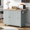 Kitchen Island with Drop Leaf, 53.9" Width Rolling Kitchen Cart on Wheels with Internal Storage Rack and 3 Tier Pull Out Cabinet Organizer, Kitchen St