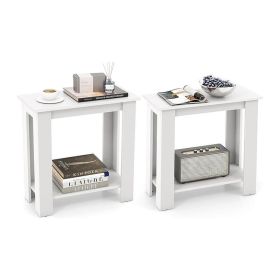 Living Room Bedroom Modern 2-Tier Side Table (Color: White, Type: 2PCS)