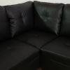 Modern Faux Leather Sectional Couch with Chaise and Ottoman-Large 3 Piece Sofa Set for Living Room-L-Shaped Left-Facing Sofa Furniture-Wood Frame-Sect